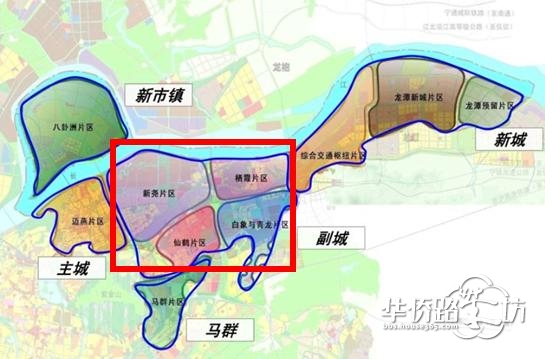 迈燕地区,仙林副城,龙潭新城,马群地区和八卦洲新市镇